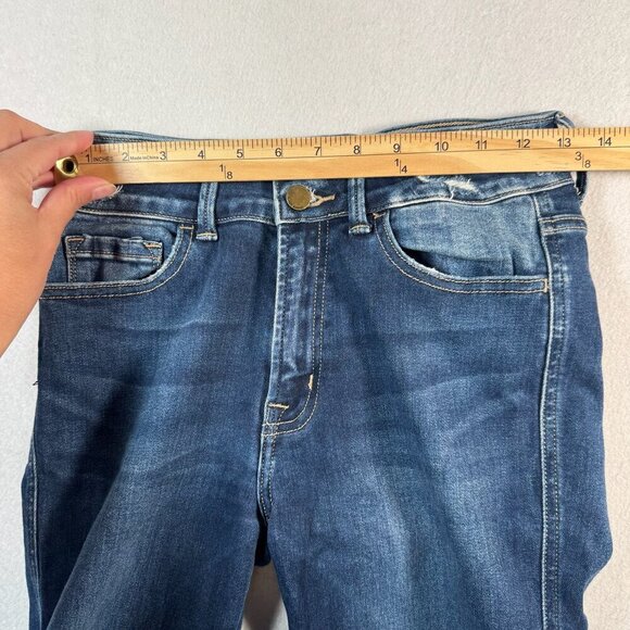 Flying Monkey Jeans Womens 26 Blue Skinny Mid Rise Dark Wash Stretch Distressed - Picture 8 of 11